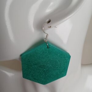 Hexagonal Green Earrings